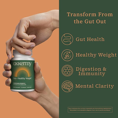 Akkermansia Probiotic for Healthy Weight | Naturally Increases GLP-1 | 180 Day Supply | Contains Bacillus Coagulans, Vitamins B2, D3 & Chromium | SIBO Friendly, Vegan & Gluten Free