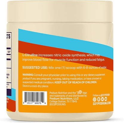 Podium Nutrition, Solos | L-Citrulline, 30 Servings, Unflavored, Boost Athletic Performance