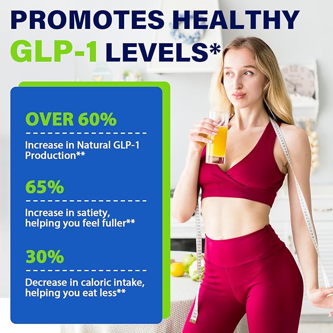 GLP-1, GLP-1 Supplement for Women & Men, Natural GLP1 Powder with Akkermansia Probiotic, High Fiber for GLP-1 Support, Digestive & Gut, Metabolism, Energy, 10x Upgrade GLP-1 Levels, 0 Sugar