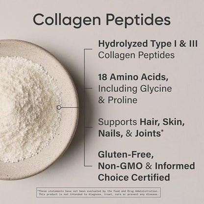 Sports Research Collagen Peptides for Women & Men, Unflavored, 16 oz., Hydrolyzed Type 1 & 3 Collagen Powder Protein Supplement for Healthy Skin, Nails, Bones & Joints