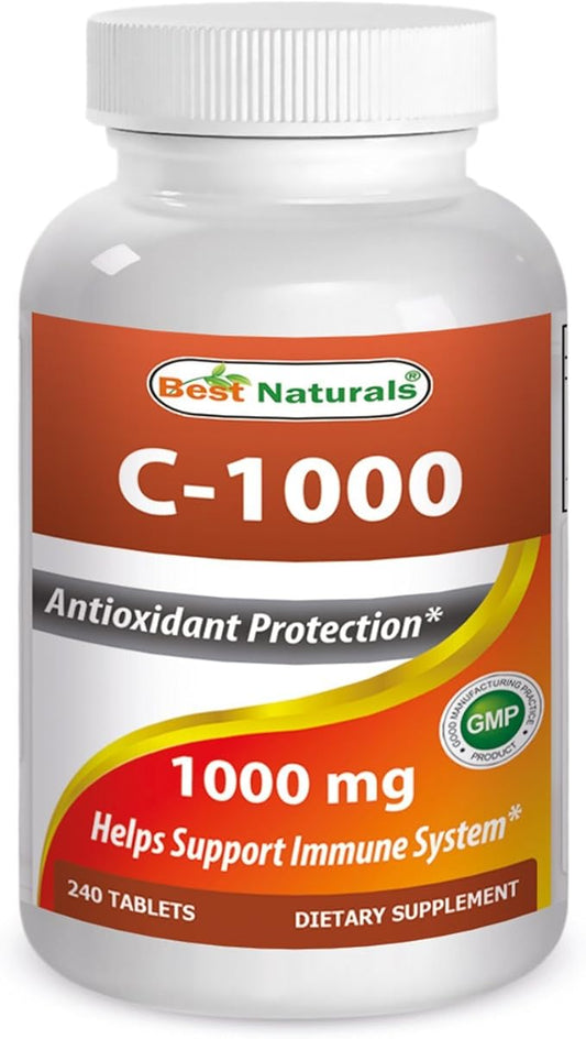 Best Naturals Vitamin C 1000 mg Tablets with Rose HIPS, Berry 240 Count (Pack of 1)