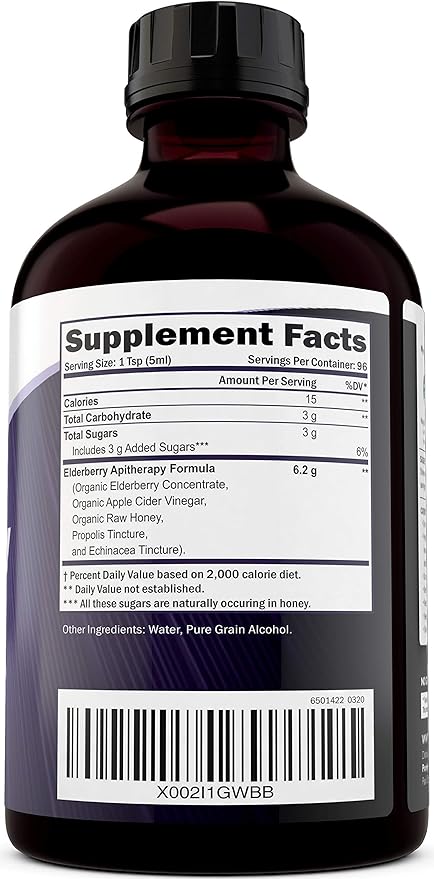 Purely Holistic Vitamin C 1000mg + Organic Elderberry Syrup Bundle - 365 Vegan Capsules + 16 fl oz - with Rosehip, Acerola Cherry, Propolis Echinacea & More - Made in USA
