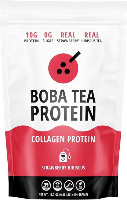Strawberry Hibiscus Flavored Collagen | 30 Servings | Grass-Fed Hydrolyzed Bovine Collagen Powder for Men and Women | Promotes Hair, Nail, Skin, Bone, and Joint Health | No Added Sugar