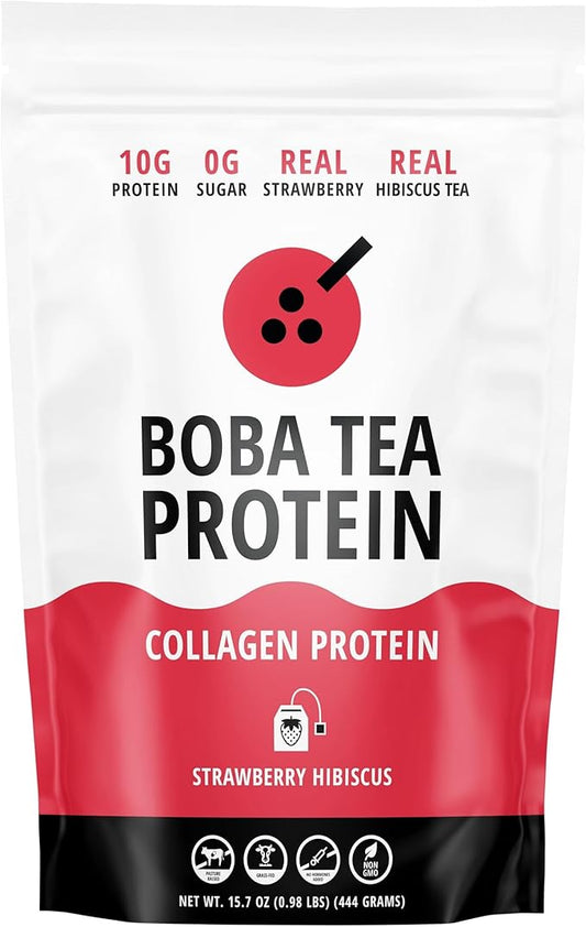Strawberry Hibiscus Flavored Collagen | 30 Servings | Grass-Fed Hydrolyzed Bovine Collagen Powder for Men and Women | Promotes Hair, Nail, Skin, Bone, and Joint Health | No Added Sugar