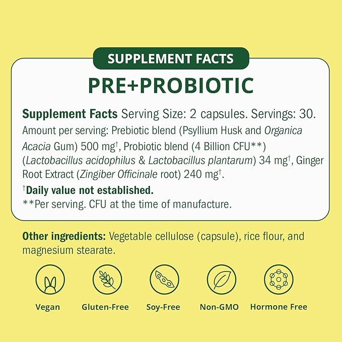 Semaine Super Powered Prebiotic + Probiotic for Women, Effective 3-in-1 Multi-Action Formula to Nourish Gut Health, Soothe IBS, Support Bloat Relief & Immunity Boost, Clinically-Studied (60 ct)