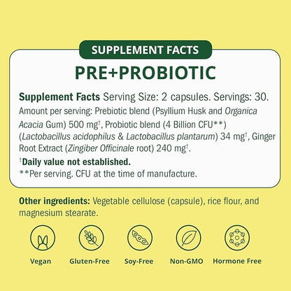 Semaine Super Powered Prebiotic + Probiotic for Women, Effective 3-in-1 Multi-Action Formula to Nourish Gut Health, Soothe IBS, Support Bloat Relief & Immunity Boost, Clinically-Studied (60 ct)