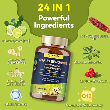 2 Packs Citrus Bergamot Capsules for Healthy Cholesterol - 1566mg Per Serving Bergamot Supplements 25:1 Extract from Italy Bergamot for Heart, Immune Support, Antioxidant