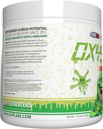 EHP Labs x Ghostbusters OxyShred Pre Workout Powder & Shredding Supplement - Preworkout Powder with Acetyl L Carnitine, Energy Boost Drink - Slimer Lime, 60 Servings