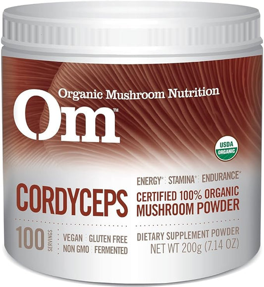 Om Organic Mushroom Superfood Powder, Cordyceps, 100 Servings, Energy and Endurance Support Supplement, 7.05 Ounce (Pack of 1)