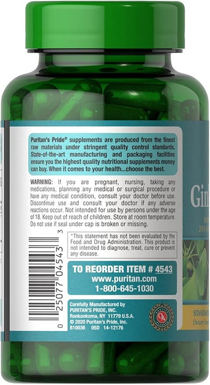 Puritans Pride Ginkgo Biloba Standardized Extract 120 Mg, 200 Count