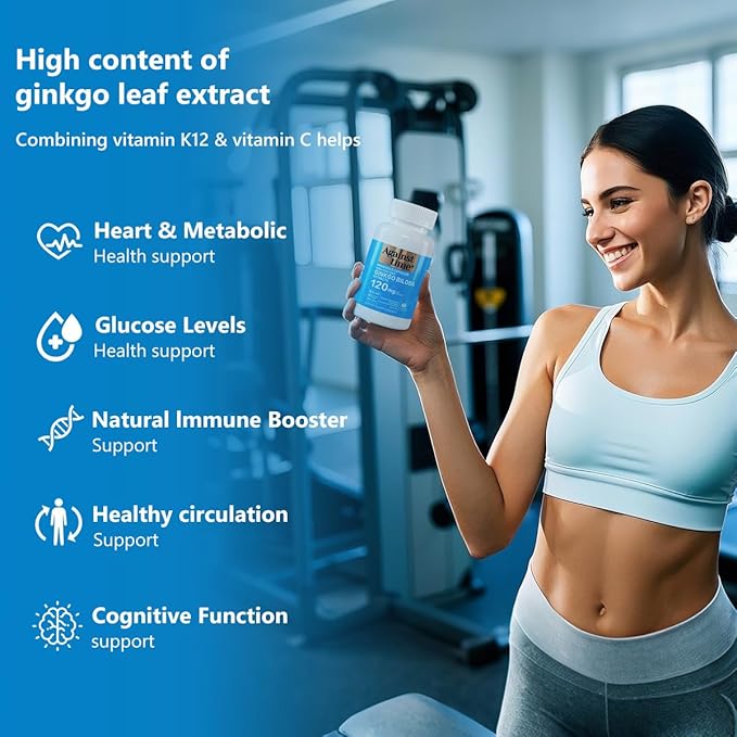 Ginkgo Biloba Capsules Supplements Extra Strength Supports Brain Function & Memory Support, 60 Vegetarian Capsules
