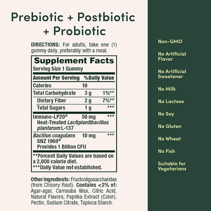 Nature’s Bounty Pre + Pro + Postbiotic Gummies for Digestive Health, Immune Support - Probiotic Gummies for Gut Health, Tropical Mango Flavor, 30 Ct