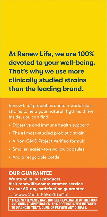 Renew Life Everyday Probiotic Capsules, Daily Supplement Supports Urinary, Digestive and Immune Health, L. Rhamnosus GG, Dairy, Soy and gluten-free, 15 Billion CFU, 30 Count