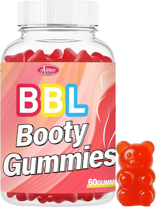 60 Counts BBL Gummies for Bigger Butt Growth and HIPS, Herbal Extracts for Women Booty Natural Curvy Body Buttocks Lift Up Enhancer, Hip Butt Enhancing Fast Gummy