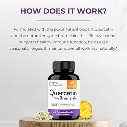 Sandhu's Bromelain with Quercetin Capsules for Men & Women | Supports Immunity, Bone Health and Quality Sleep | 360 Count