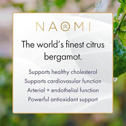 NAOMI Italian Citrus Bergamot 500mg Award-Winning Cardiologist Dvlpd to Support Healthy Cholesterol & Triglyceride Levels Already in Normal Range, w/ 7 Key Polyphenols, Bergamot, VIT C, 30-Day Supply