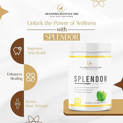 Awesomelifestyle360 Next Gen Nutrition Splendor Collagen Grass Fed, Splendor Grass-Fed Collagen Peptides Powder is Made Using Collagen peptides, Type I & Type III Collagen peptides from Healthy Cows