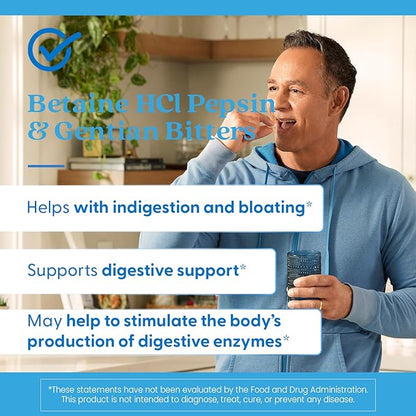 Doctor's Best Betaine HCI Pepsin & Gentian Bitters, Digestive Enzymes for Protein Breakdown & Absorption, Non-GMO, Gluten Free, 120 Caps, Original Version