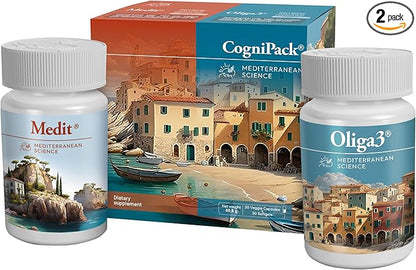 Brain Boosting Vitamins for Memory & Focus | Omega-3 EPA DHA with Vitamin E, D, Magnesium, Zinc, Selenium | Mediterranean Diet | Saffron | CogniPack