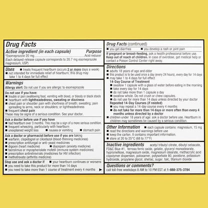 Rite Aid Acid Reducer Esomeprazole Magnesium, 20 mg - 14 Capsules, 3 Pack, 42 Count Total | Heartburn Relief