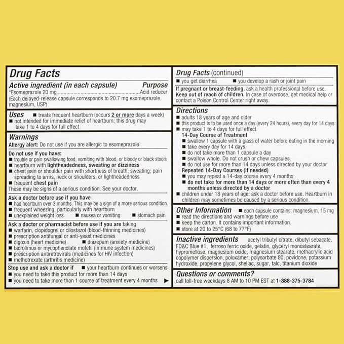 Rite Aid Acid Reducer Esomeprazole Magnesium, 20 mg - 14 Capsules, 3 Pack, 42 Count Total | Heartburn Relief