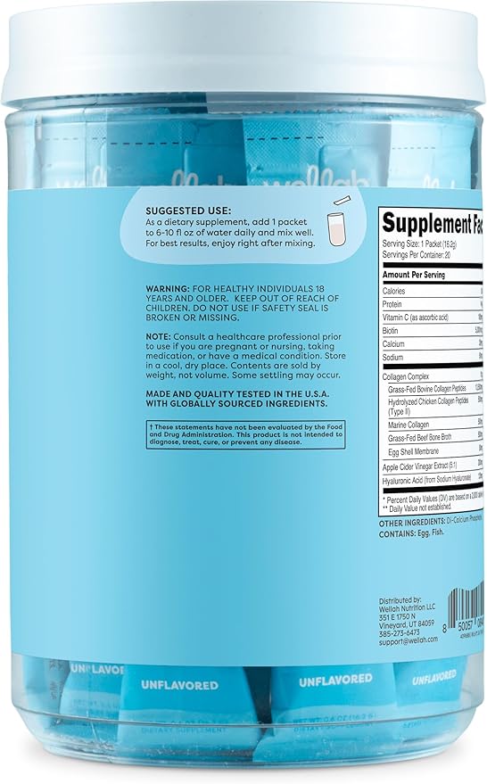 The Afterglow Multi Collagen Protein + Beauty Unflavored (20 Stickpacks) - 15G Collagen Complex Per Serving