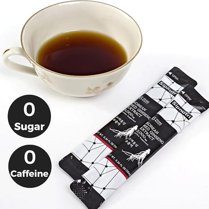 Korean Red Panax Ginseng Extract Liquid Drink, Made in Korea, All Natural 100% Pure Vegetarian Non-GMO Gluten Free, Supports Energy Vitality Mood and Immunity 10 ml x 30 Packets