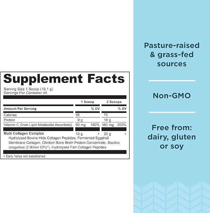 Ancient Nutrition Multi Collagen Protein Powder, Unflavored, 45 Servings + Multi Collagen Protein Powder Packets, Unflavored, 40 Packets