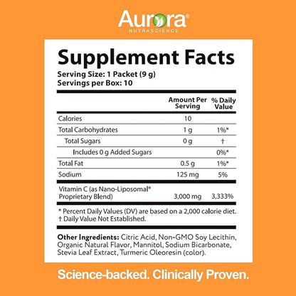 Aurora Nutrascience Micro-Pack Liposomal Vitamin C, Immune Support, 1,000 mg Per Serving, Gluten Free, Non-GMO, 30 Single Serve Packets, 21.7 oz