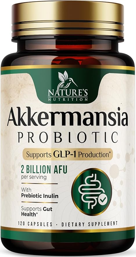 GLP-1 Akkermansia Probiotic Supplement for Women & Men, Akkermansia Muciniphila GLP 1 Probiotics with Prebiotic, 2 Billion AFU, Natural Digestive, Gut Health, & GLP 1 Production Support, 120 Capsules