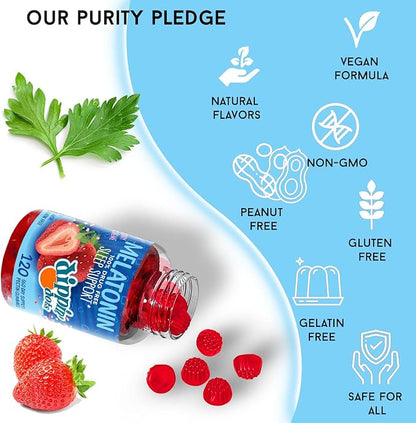 Dippin' Dots - Melatonin Sleep Support Gummies (120 Count) Strawberry Sunset Creme Flavor Chews | 2.5mg Per Gummy Sleep Supplement for Children and Adults | Supplement for faster Faster & Longer Sleep