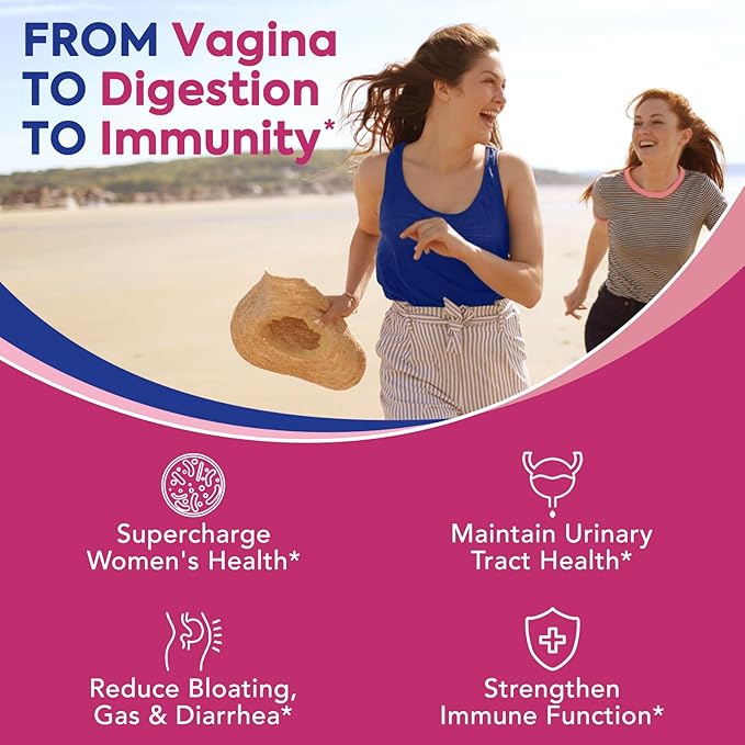 Probiotics for Women, 120 Billion CFU 34 Strains, Prebiotics, Digestive Enzymes, Cranberry, 4-in-1 Feminine Probiotic, Digestive, Vaginal, Immune Support, 60ct