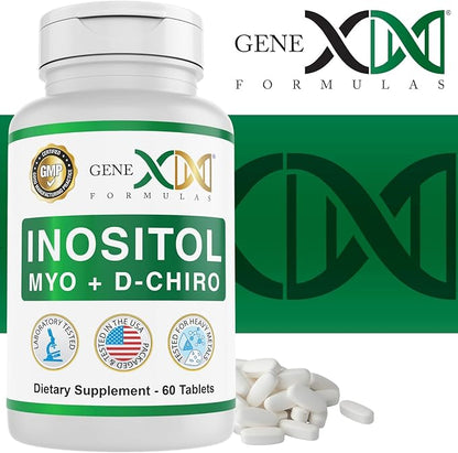Genex Formulas 40:1 Myo-Inositol 2000mg D-Chiro Inositol 50mg (60 Tablets) Supports Hormone Balance & Ovarian Function - Vegan, Gluten Free, Non-GMO (30 Day Supply)