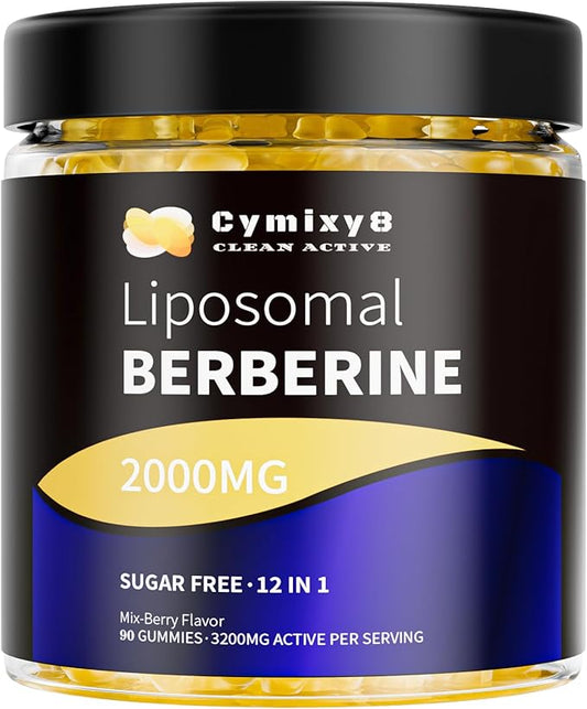 12 in 1 Berberine HCL Gummies-High Bioavailability Liposomal Berberine Gummies with for Women and Men, Berberine with Ceylon Cinnamon & Vegan Supplement- AMPK Activator (90 Count)