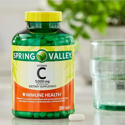 Spring Valley Vitamin C 1000mg with Rose HIPS Tablets Dietary Supplement, Antioxidant Protection, 250 Count (Pack of 1)