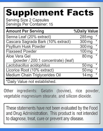 15 Day Colon Cleanse and Detox, Herbal Detox Formula, Supports Weight Loss, Constipation Relief - Boosts Energy. Flush Toxins, Natural Safe Colon Cleanser for Men and Women - 30 Capsules
