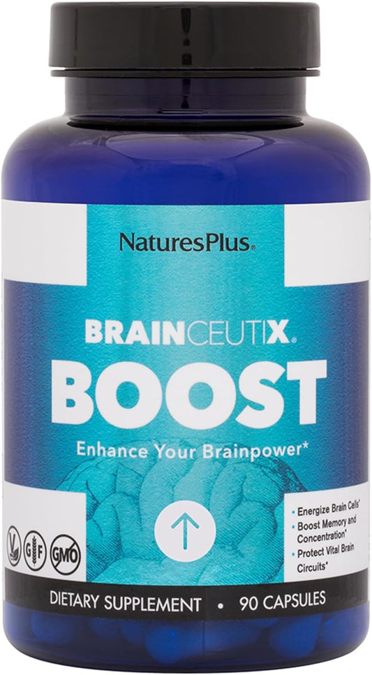 Natures Plus BrainCeutix Boost - 90 Capsules - Promotes Brain Energy, Memory & Concentration - Non-GMO & Gluten Free - 30 Servings