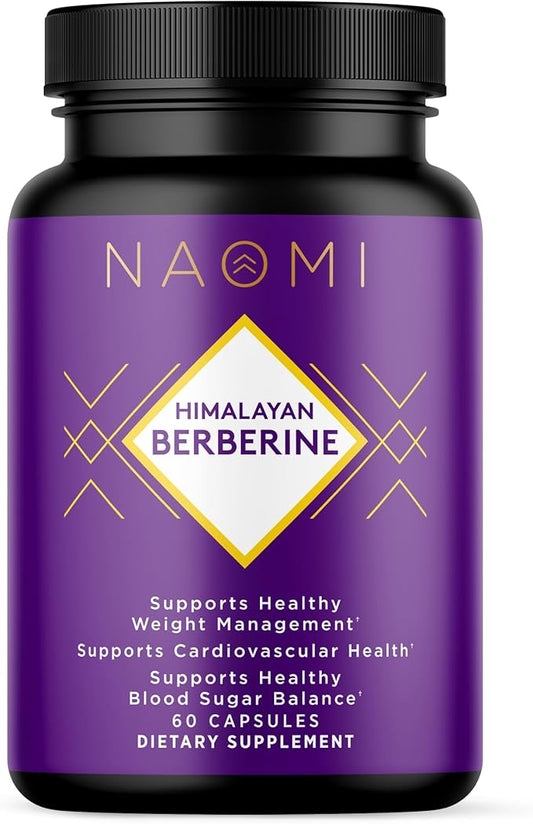 NAOMI Berberine 500mg - Immune Support & Normal LDL Cholesterol and Triglyceride Support - Cardiovascular, Heart, & Gastrointestinal Wellness, AMPK, Non-GMO, Gluten Free, Vegan- 60 Veggie Capsules