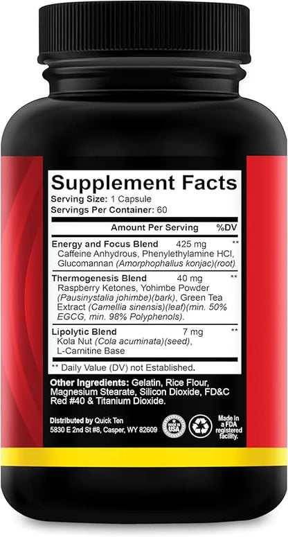 Ultra Powerful Diet Pills for Women and Men - Natural Metabolism Booster, Appetite Suppressant - Thermogenic Fat Burner - Energy and Focus Blend - Best Performing Weight Loss Supplement