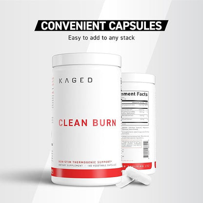 Kaged Thermogenic Clean Burn Caps for Men & Women Weight Management Supplement Caffeine-Free 90 Servings