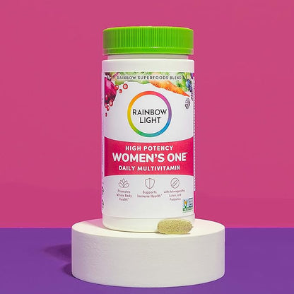 Rainbow Light Womens One High-Potency Daily Multivitamin, Womens Multivitamin Provides High-Potency Immune Support, With Vitamin C, Biotin and Ashwagandha, Vegetarian, 60 Count
