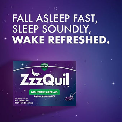 ZzzQuil LiquiCap Sleep Aid, Diphenhydramine 25mg HCl, Sleep Aids for Adults, Nighttime Sleep Aid, 72 LiquiCaps