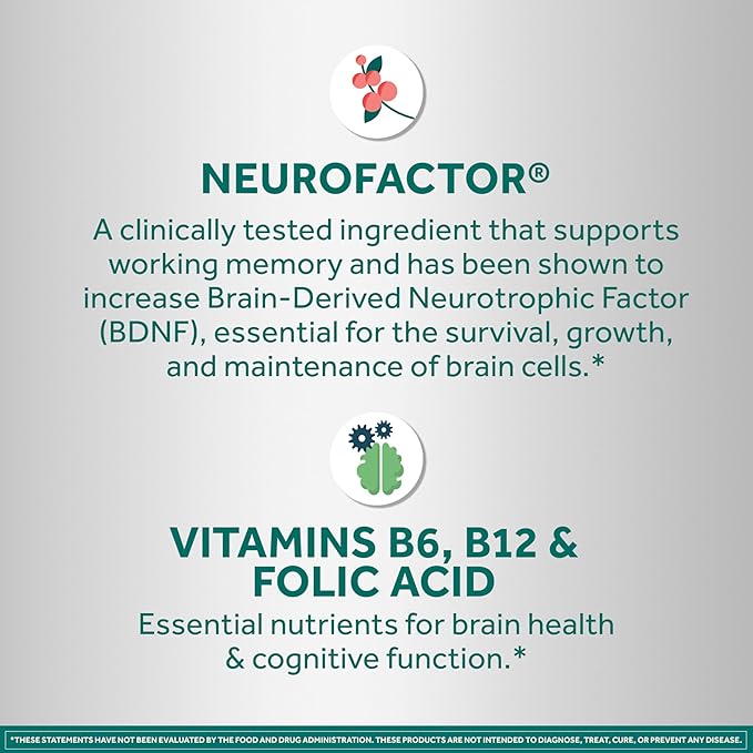 NEURIVA Memory 3D Brain Supplement - Decaffeinated Nootropic Capsules for Memory & Cognitive Function - Short Term, Long Term, & Working Memory Support - 50ct