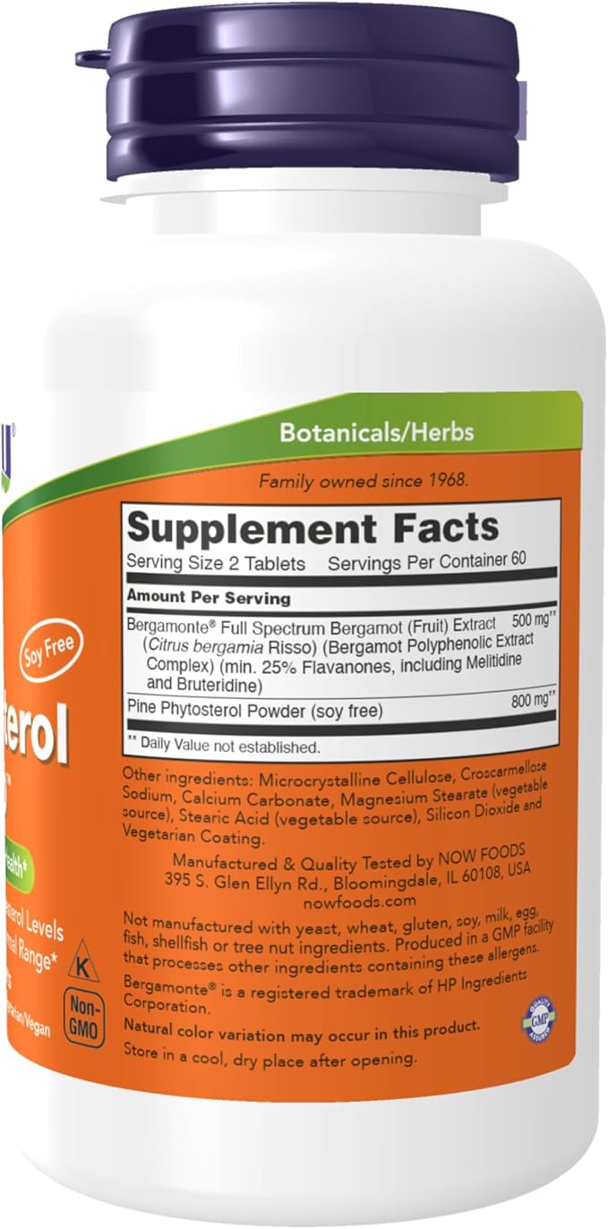 NOW Foods Supplements, Cholesterol Pro™ with Bergamonte™ and Plant Sterols, Cardiovascular Health*, 120 Tablets