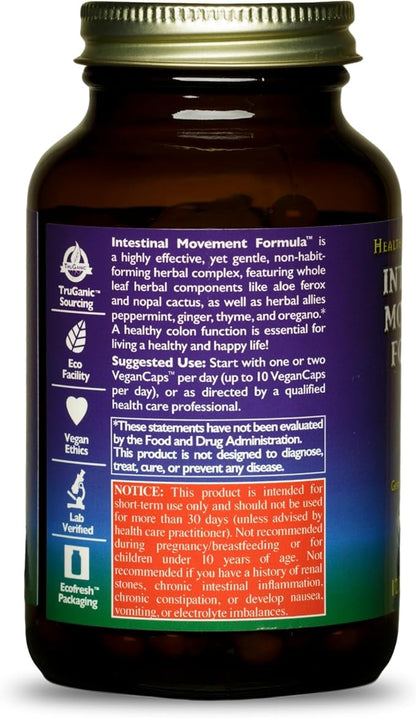 HealthForce SuperFoods Intestinal Movement Formula - Natural Laxative Supports Bowel Regularity - All-Natural Digestion Supplement to Support Constipation - Gluten-Free & Vegan - 120 Capsules