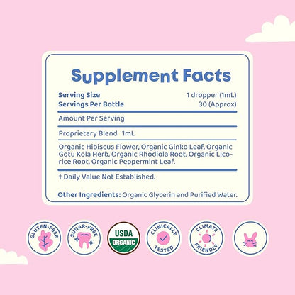 JoySpring Genius Drops for Kids | Clinically Proven Focus Supplement | Liquid Herbal Focus Supplement with Ginkgo Biloba for Kids (1 fl oz) 30 Servings