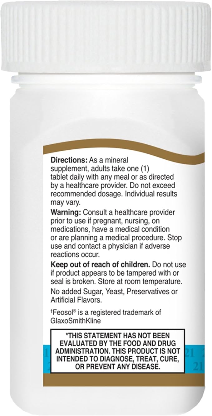 21st Century Iron 65 Mg Ferrous Sulfate 325 Mg Tablets, 120 Count (Pack of 2)
