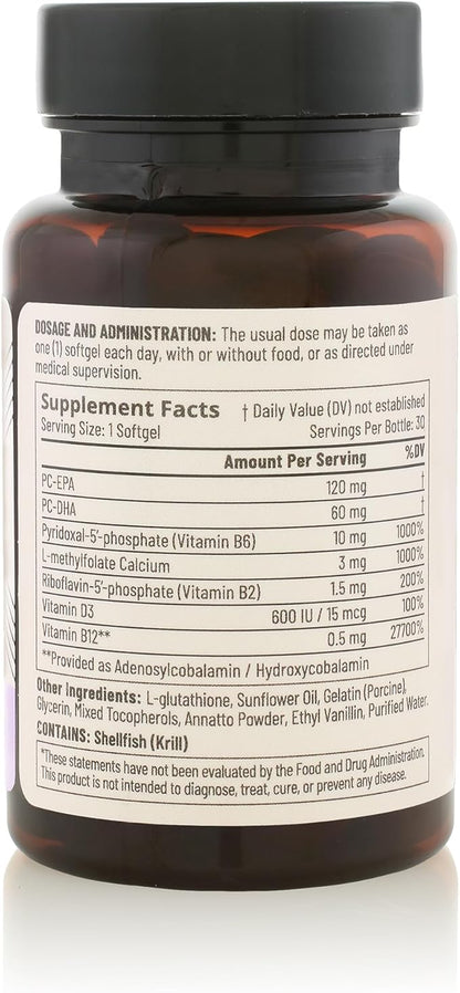 Accentrate - Focus Supplement - Methylated Vitamin B Complex w/Omega 3 Fatty Acid Supplement - Omega-3 EPA and DHA, L-Methylfolate, Vitamin B12, P-5-P, VIT D - 1 Month (30 Softgels)