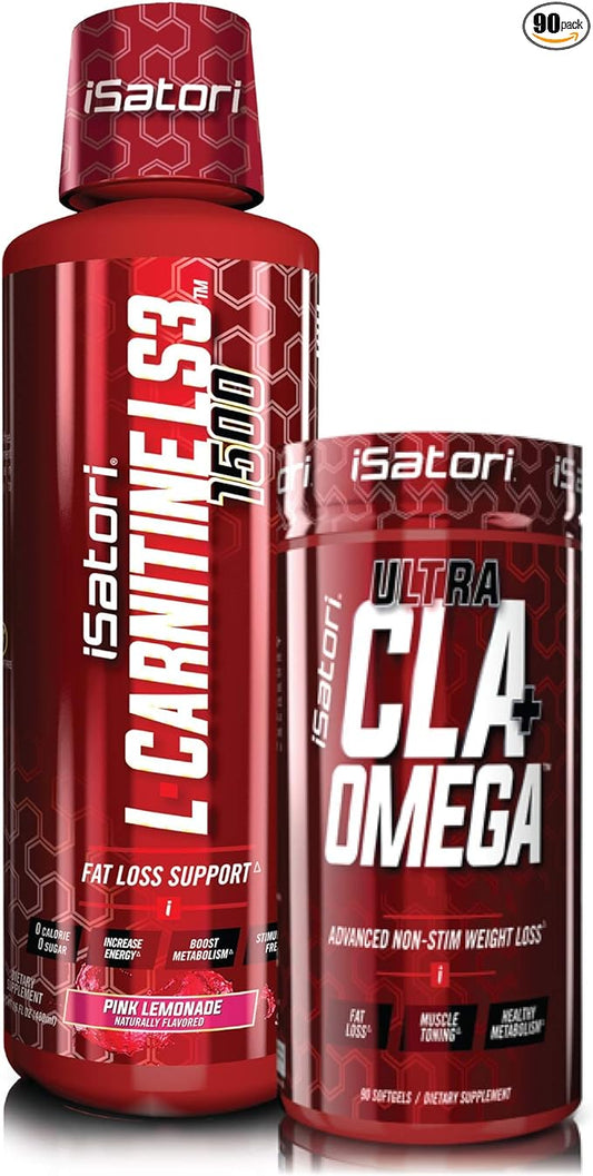 iSatori L-Carnitine LS3 Pink Lemonade 1500mg (32 Servings) & iSatori Ultra CLA (90 Softgels)