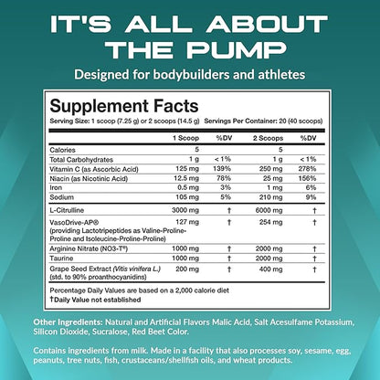 Granite Nutrition Vaso Blast Stim-Free Pre Workout - Non-Stim Nitric Oxide Support for Pump, Physique, and Muscle Capacity - Blood Orange (290g)